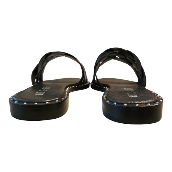 Chelsea Crew Tracy Studded Flats Womens Size 5 Black Open Toe Casual Office - Picture 6 of 11